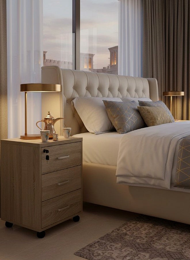 ليفينج طاولة سرير جانبية خشبية حديثة بثلاثة أدراج - Image 5