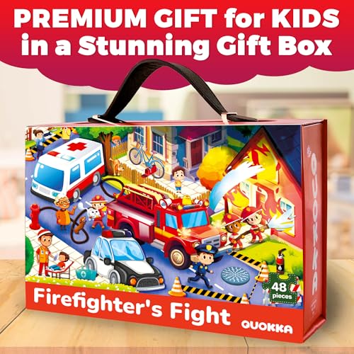 QUOKKA Giant Floor Puzzle for Kids Ages 46 2x3 Feet ExtraThick 48 Pieces Toddler Puzzle Ages 35 Firetrucks Educational Activity for Boys Girls Premium Box with Sturdy Handle Magnetic - Image 5