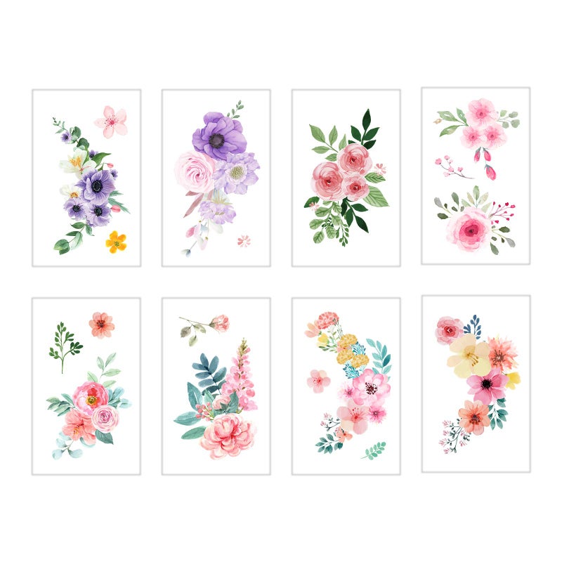 Everjoy Flowers Temporary Tattoos Stickers, Watercolor Roses, Peony, Daisy, Botanical Body Art Fake Tattoos for Women, Girls - 20 Pcs - Image 4