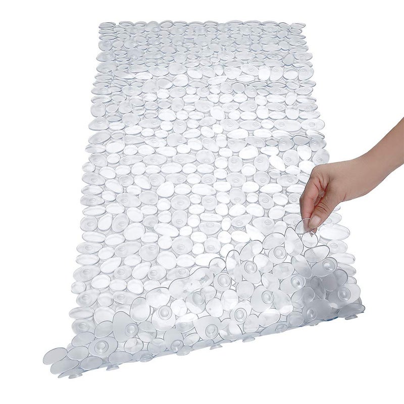 Pebble Bath Mat for Bathtub to Anti Slip Bathtub Mat in Shower with 16 Inches by 35 Inches Clear