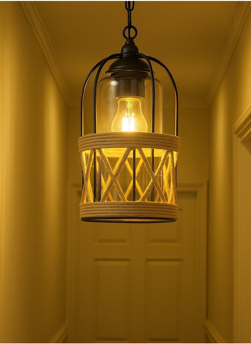 Generic Rustic Metal and Rope Pendant Lamp - For Hallway Lighting and Interior Decor - Little Bird - 1003  - Image 2