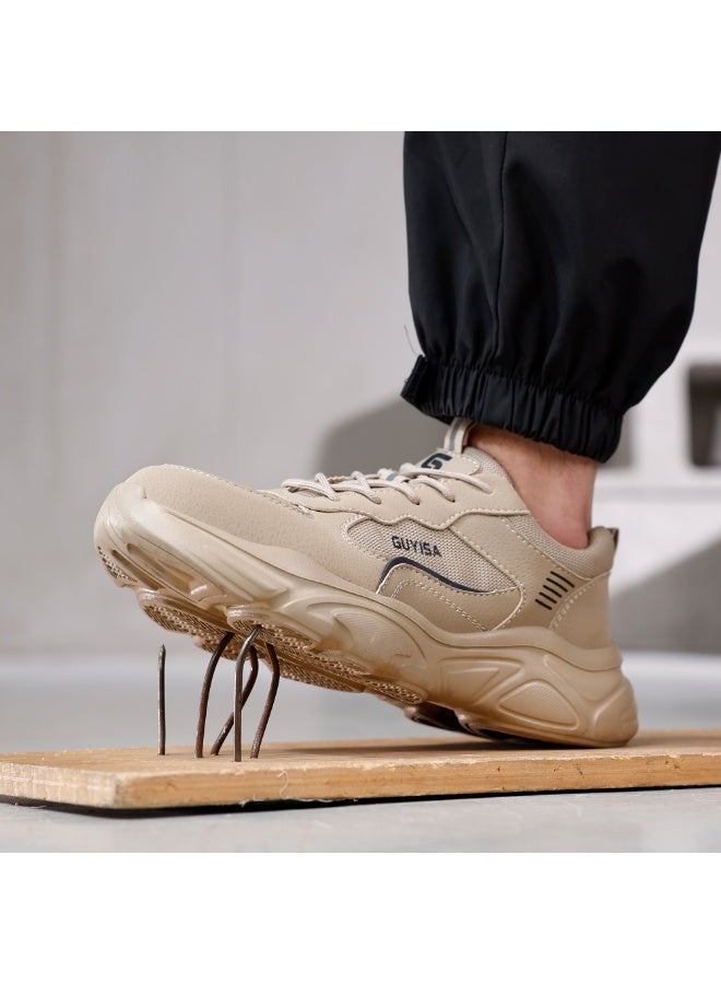 Men's steel-toe safety shoes, lightweight and comfortable, puncture-proof and slip-resistant, wear-resistant and durable, comfortable for long periods of standing, lightweight and breathable, work shoes that can also be worn as fashionable athletic shoes. - Image 3