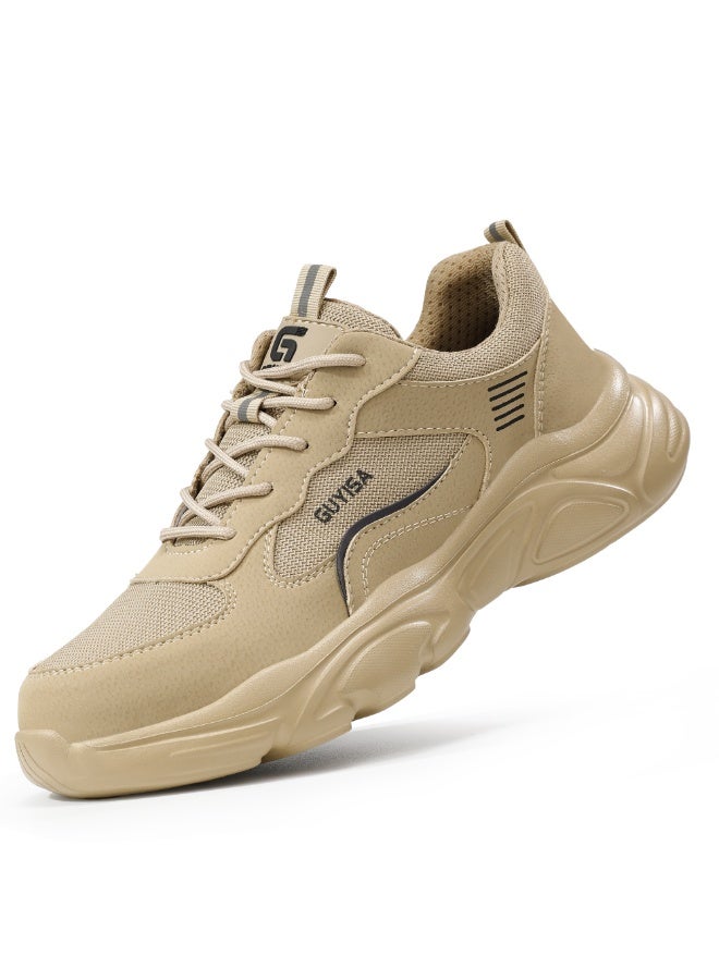 Men's steel-toe safety shoes, lightweight and comfortable, puncture-proof and slip-resistant, wear-resistant and durable, comfortable for long periods of standing, lightweight and breathable, work shoes that can also be worn as fashionable athletic shoes. - Image 1