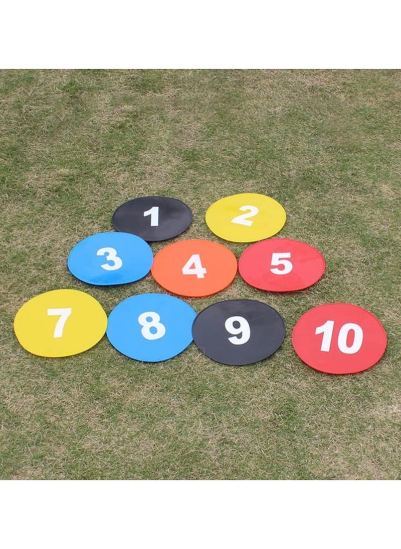 Generic - 10pcs Flat Soccer Training Markers, Agility Training Numbered Markers, Soccer Cones, Premium Soccer Training Equipment, Rug Points for Soccer, Soccer, Basketball, Golf - Image 1