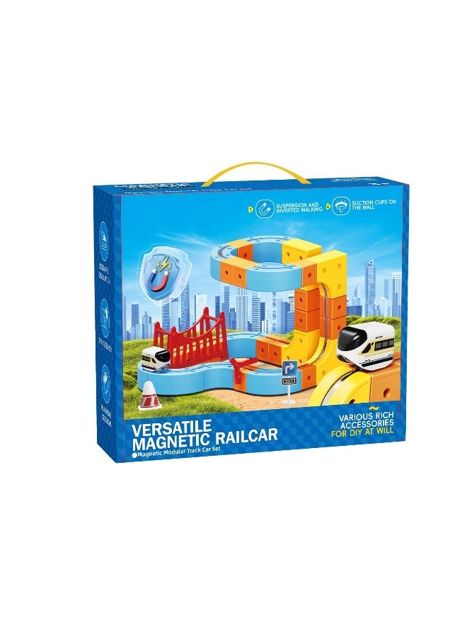 Magni Mates Magni-Mates 86 PCS High-Speed Versatile Anti-Gravity Maglev Train Set – Modular Magnetic Rail Track Building Blocks with USB Rechargeable Train, Bridges and Accessories for Kids STEM Creative Play - Image 1