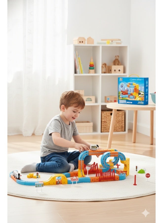 Magni Mates Magni-Mates 86 PCS High-Speed Versatile Anti-Gravity Maglev Train Set – Modular Magnetic Rail Track Building Blocks with USB Rechargeable Train, Bridges and Accessories for Kids STEM Creative Play - Image 3