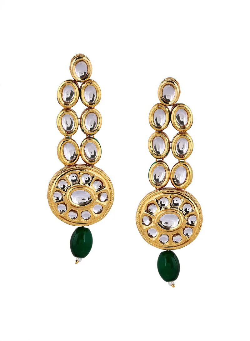Priyaasi Kundan Studded Contemporary Drop Earrings