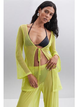 GRIMELANGE Eudoria Women's Cotton Regular Lime Blouse  - Image 1