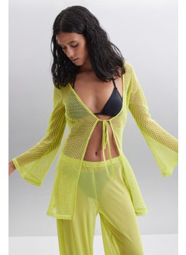 GRIMELANGE Eudoria Women's Cotton Regular Lime Blouse  - Image 4