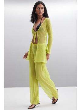 GRIMELANGE Eudoria Women's Cotton Regular Lime Blouse  - Image 3