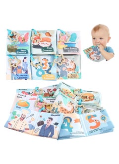 Baby Books, Early Education Soft Baby Books, 0-6-12-18 Months, 6Pcs Washable Non-Toxic Cloth Book for Babies, Infant Toddler Newborn Crinkle Book for Baby Shower, Baby Toy with Sound Paper