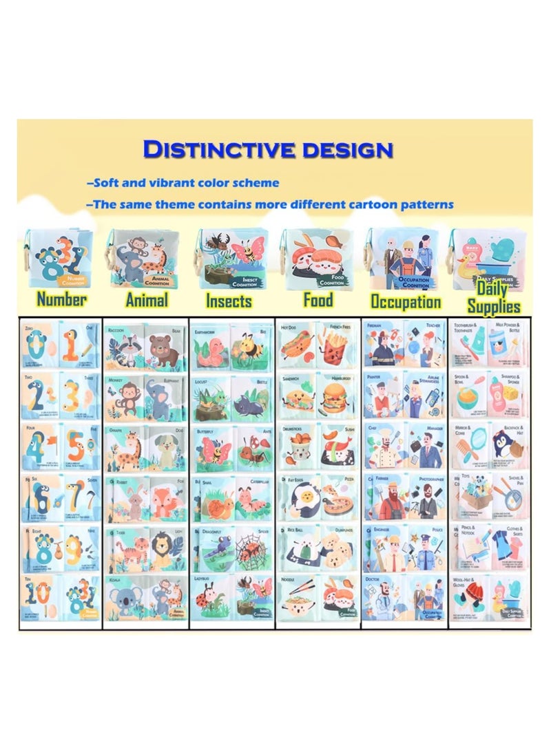 SYOSI - Baby Books, Early Education Soft Baby Books, 0-6-12-18 Months, 6Pcs Washable Non-Toxic Cloth Book for Babies, Infant Toddler Newborn Crinkle Book for Baby Shower, Baby Toy with Sound Paper - Image 1