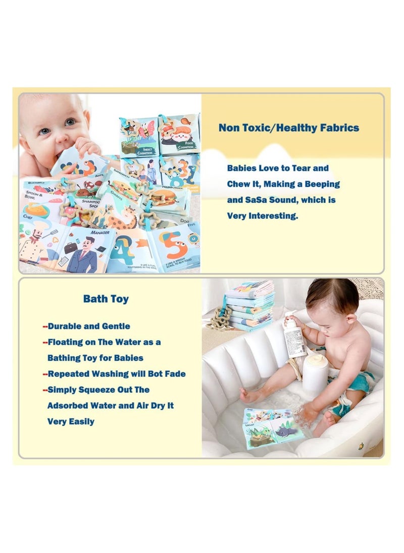 SYOSI - Baby Books, Early Education Soft Baby Books, 0-6-12-18 Months, 6Pcs Washable Non-Toxic Cloth Book for Babies, Infant Toddler Newborn Crinkle Book for Baby Shower, Baby Toy with Sound Paper - Image 1