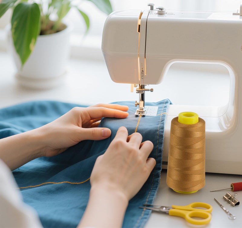 Stiverse 1500 Yards Denim Thread For Jeans  20S/2 Polyester Thread  Sewing Threads For Sewing Machine  Thickthread For Canvas  Aprons  Denim  Leather  Shoes Bag-Gold - Image 5