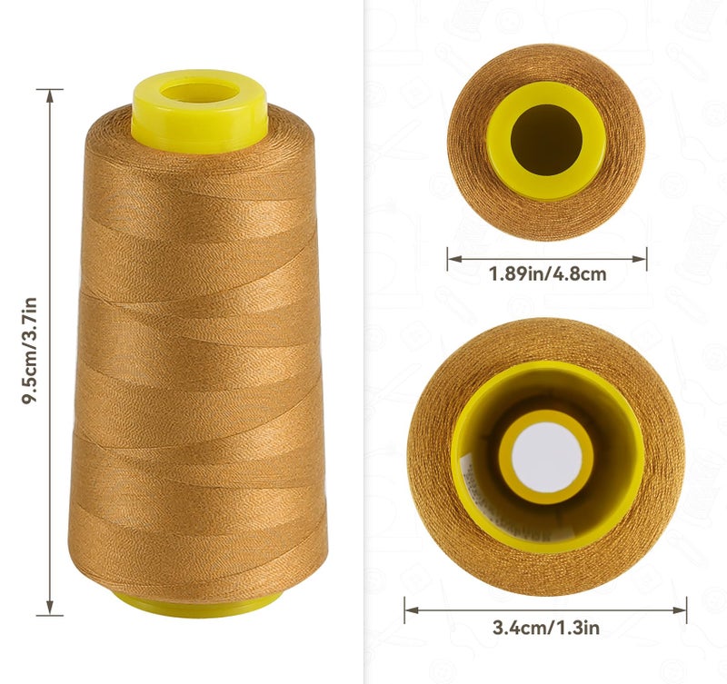 Stiverse 1500 Yards Denim Thread For Jeans  20S/2 Polyester Thread  Sewing Threads For Sewing Machine  Thickthread For Canvas  Aprons  Denim  Leather  Shoes Bag-Gold - Image 2
