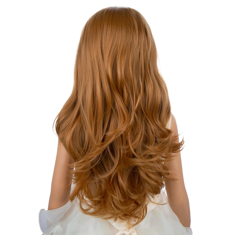 DUDUWIG Girl Strawberry Blonde Wig Children Long Blonde Middle Part Wig Wavy Curly Wigs for Kid Heat Resistant Synthetic Wigs with Cap - Image 4