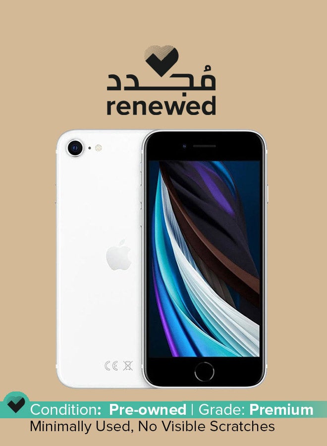 ابل  مُجدد - هاتف آيفون SE 2020 (الجيل الثاني) مع تطبيق فيس تايم بذاكرة داخلية سعة 64 جيجابايت ويدعم تقنية 4G LTE بلون أبيض - إصدار عالمي - Image 1