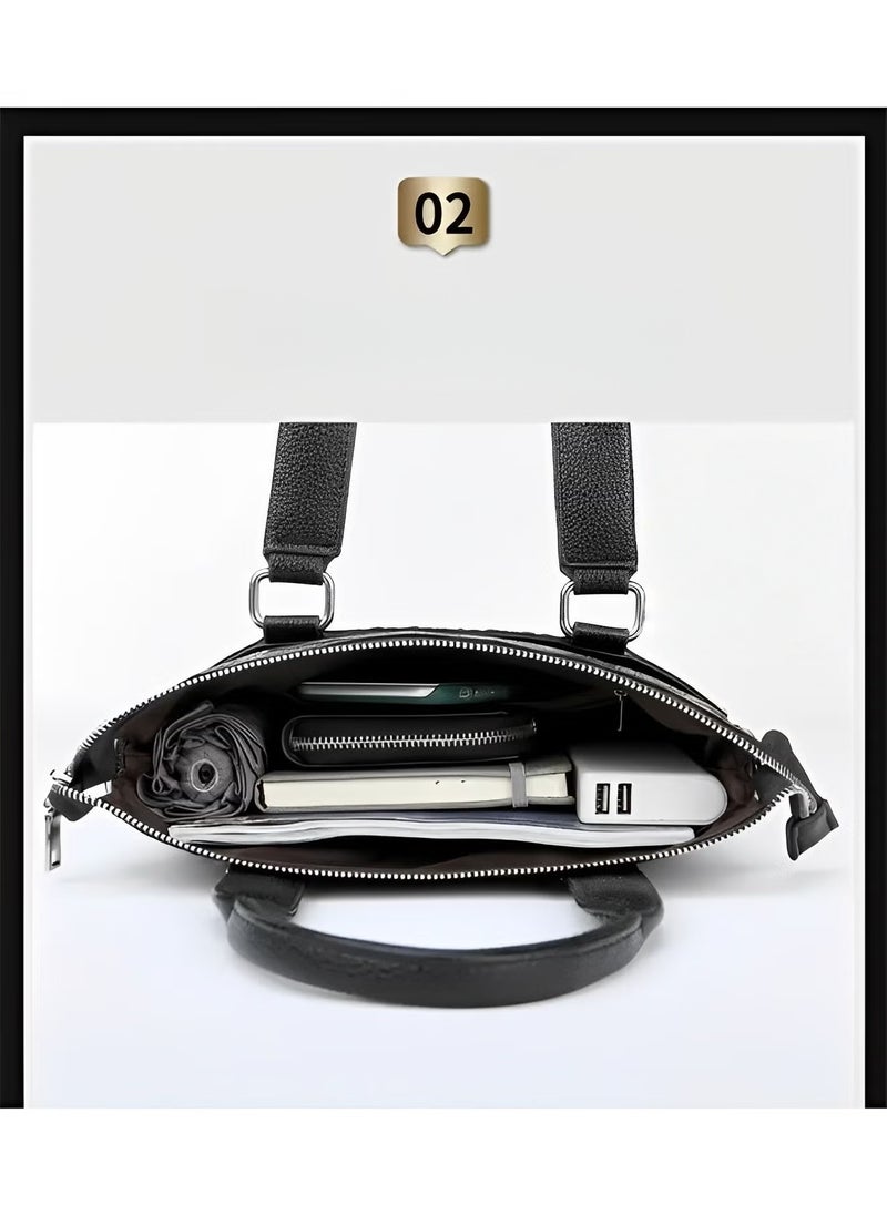 ريوكل حقائب يد رجالية بمقبض علوي وحقائب كتف بنقشة جلد التمساح المنقوش مصنوعة من جلد صناعي عالي الجودة مثالية للعمل والتنقل والسفر - Image 3