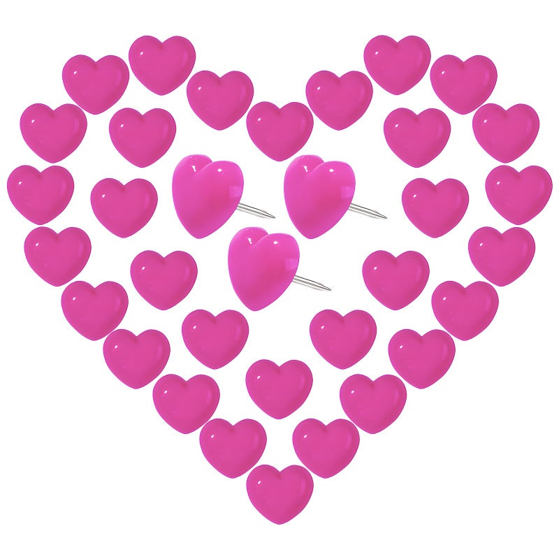 VAPKER Love Heart Push Pins 150Pcs Hot Pink Thumb Tacks Drawing Pins Cute Plastic Pushpins Decorative Pins with Steel Point Map Tacks for Photos Wall