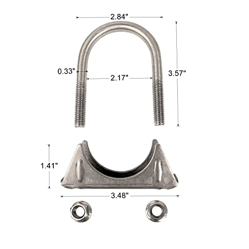 eLifecenter 2 Inch Clamps Heavy Duty 2" Stainless Steel U Bolt Muffer Exhaust Clamp Hanger for Pipes (51mm) - Image 2