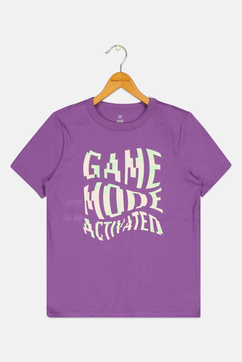 GAP Kids Boy Graphic Print Short Sleeves T-Shirt, Purple  - Image 1