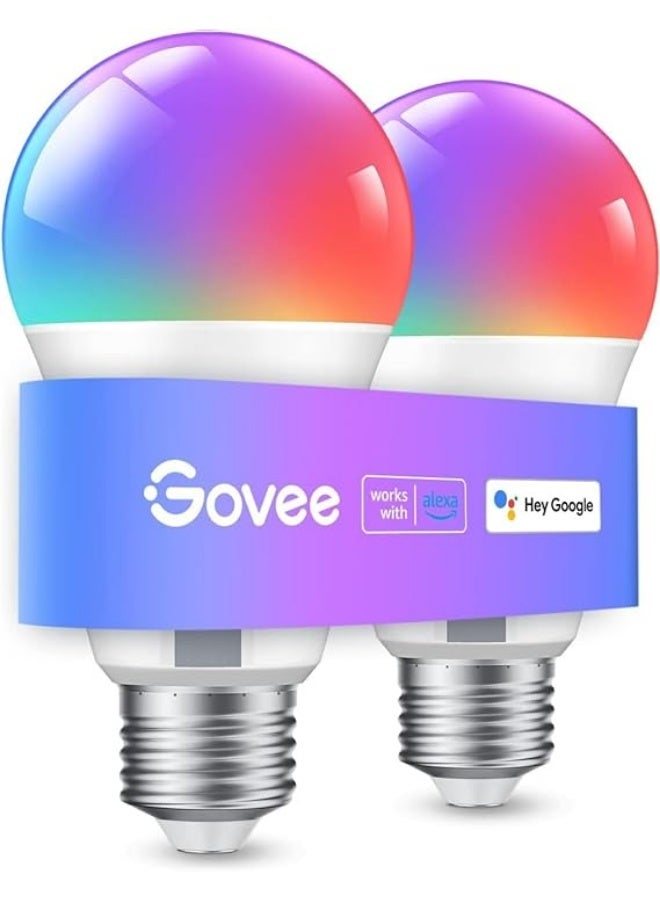 Govee Smart Light Bulb E27, WLAN Lamp RGBWW Dimmable with 16 Million DIY Colours, 800LM, 54 Scenes,pack of 2 - Image 1