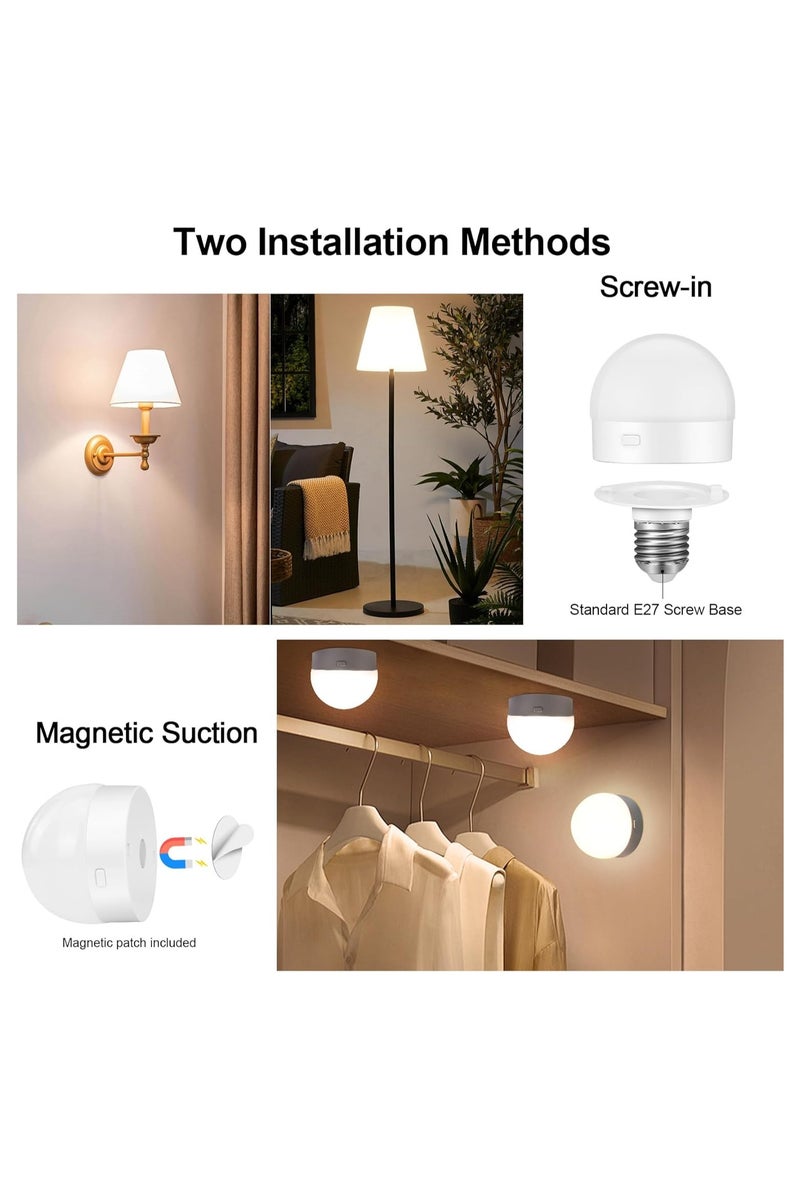 Flushrenic 2 Pack E27 Rechargeable LED Bulbs, Battery Operated Light Bulb, Wireless Charging Bulb with Remote Control, Magnetic Dimmable Lamp Bulb with 3 CCT & 4 Timer for Wall Sconce, Non-Hardwired - Image 4