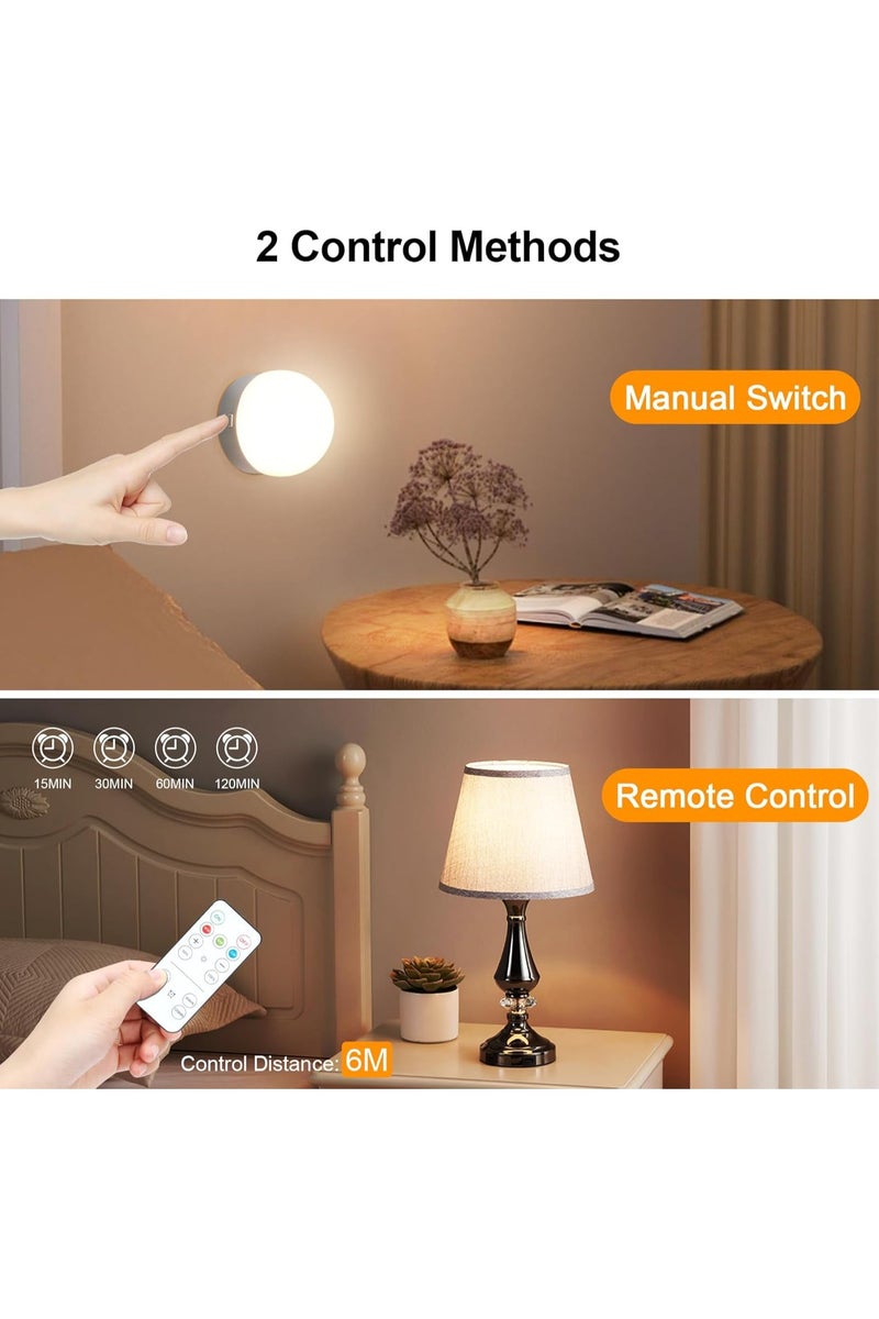 Flushrenic 2 Pack E27 Rechargeable LED Bulbs, Battery Operated Light Bulb, Wireless Charging Bulb with Remote Control, Magnetic Dimmable Lamp Bulb with 3 CCT & 4 Timer for Wall Sconce, Non-Hardwired - Image 5