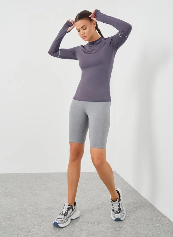 Styli Styli Reflective Back and Elbow Detail Top with Thumbhole