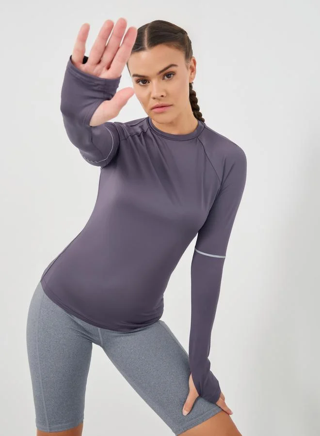 Styli Styli Reflective Back and Elbow Detail Top with Thumbhole