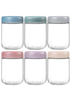 6-pack 480 ml Overnight Oats Containers with Lids, Glass jars with Airtight Lids,  Glass Food Storage Containers for Snacks Yogurt Spice Sugar