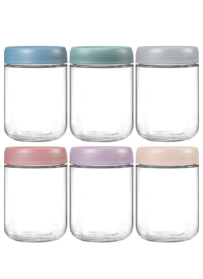 Generic - 6-pack 480 ml Overnight Oats Containers with Lids, Glass jars with Airtight Lids,  Glass Food Storage Containers for Snacks Yogurt Spice Sugar - Image 1