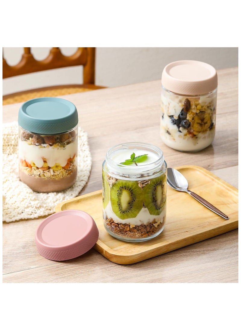Generic - 6-pack 480 ml Overnight Oats Containers with Lids, Glass jars with Airtight Lids,  Glass Food Storage Containers for Snacks Yogurt Spice Sugar - Image 1