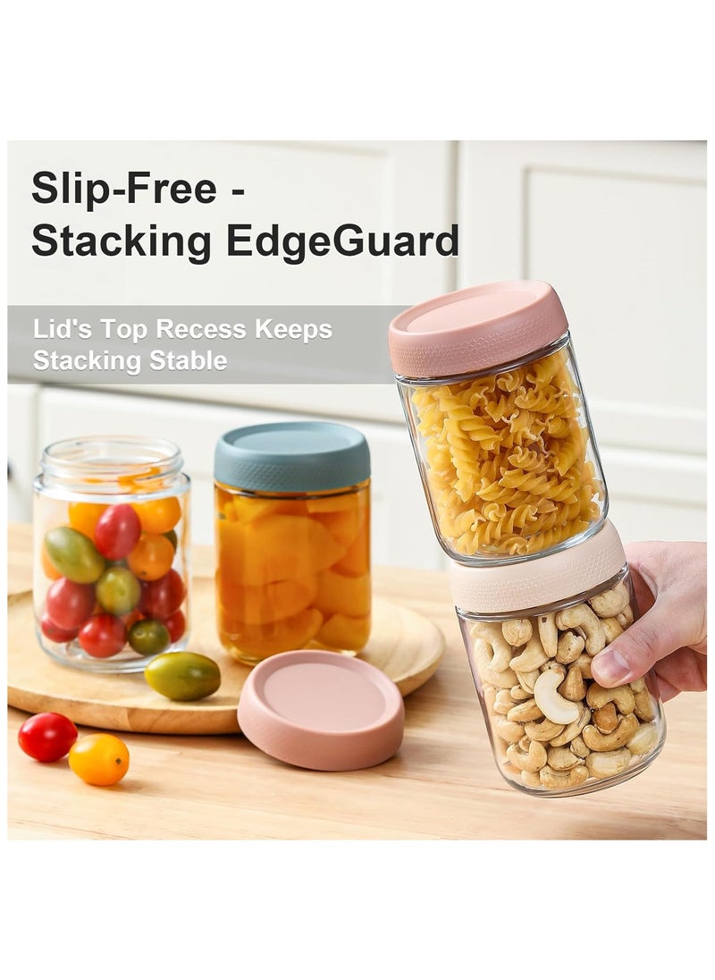 Generic - 6-pack 480 ml Overnight Oats Containers with Lids, Glass jars with Airtight Lids,  Glass Food Storage Containers for Snacks Yogurt Spice Sugar - Image 1