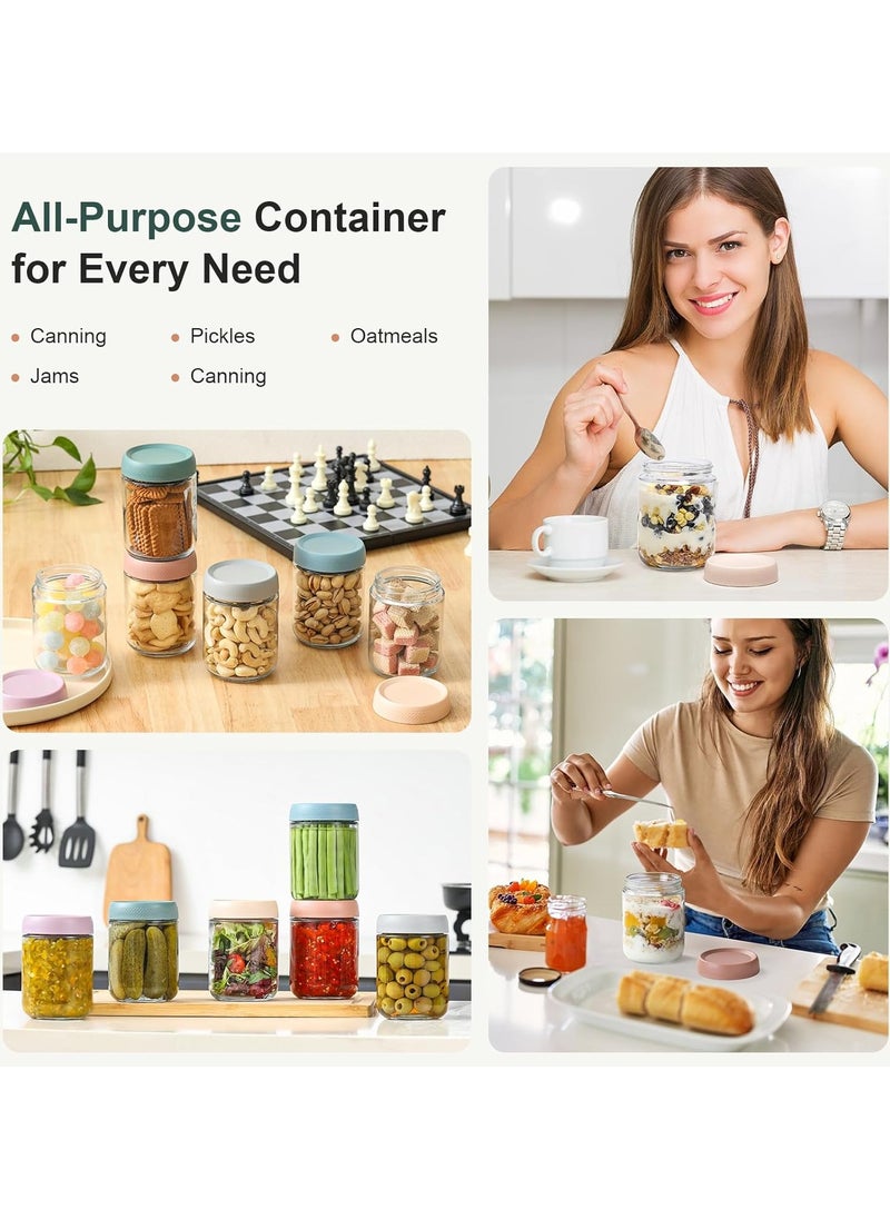 Generic - 6-pack 480 ml Overnight Oats Containers with Lids, Glass jars with Airtight Lids,  Glass Food Storage Containers for Snacks Yogurt Spice Sugar - Image 1