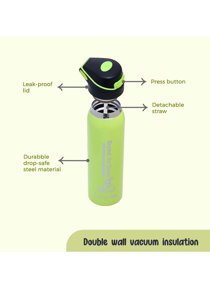 Eazy Kids Double Wall Insulated School Water Bottle - Green, 500Ml  - Image 3