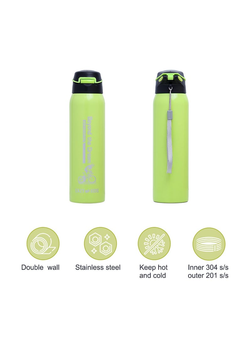 Eazy Kids Double Wall Insulated School Water Bottle - Green, 500Ml  - Image 5