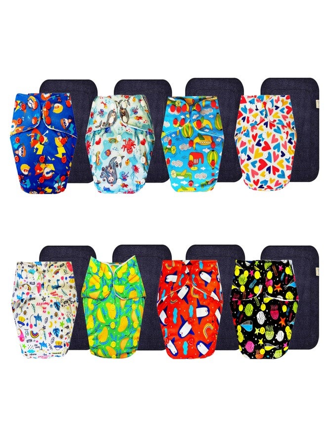 حفاضات دمبلدو القماشية الممتازة مع حشوة سوداء (عبوة من 8 قطع) | ناعمة ولطيفة | تسمح بمرور الهواء | سهلة التنظيف | مصممة من قبل الأمهات | من 3 أشهر إلى 3 سنوات | للجنسين - Image 1