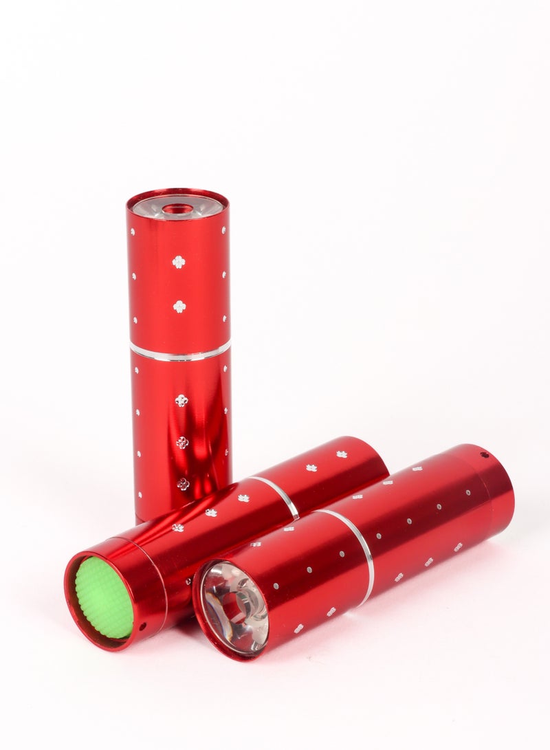 LUSTER 3pc An elegant small flashlight in the shape of a lipstick with a hanger, red - Image 1