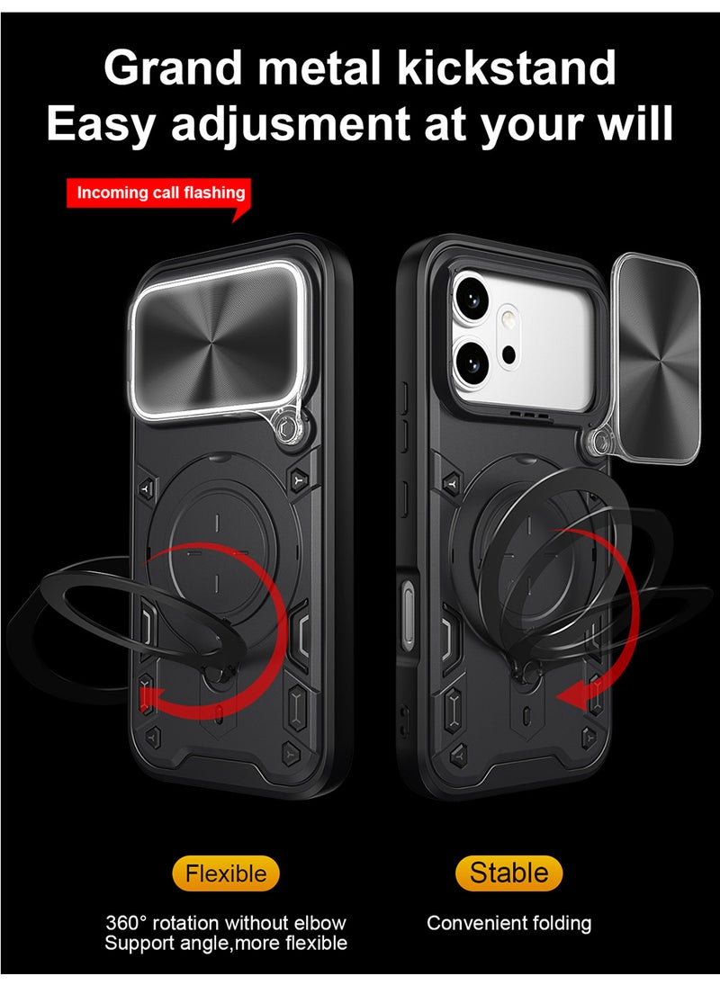 غطاء هاتف لـ Honor 600 / Honor 600 Pro مع غطاء للكاميرا وحامل حلقي، وحامل سيارة مغناطيسي متوافق، وغطاء واقي صلب من الخلف وحواف ناعمة مقاوم للصدمات - Image 3