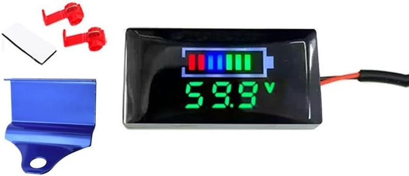 عداد لوحة اختبار رقمية بين قوسين أزرق وأخضر مع شاشة LCD عرض فولتميتر، مراقب بطارية DC 7V 100V للدراجات النارية والسيارات الكهربائية مع إنذار أمان - Image 1