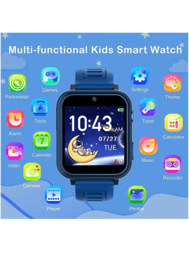 Kids Smart Watch with 16 Built-in Games, Music Player, Camera, Video Recorder, Alarm, Calculator, Flashlight & Pedometer – Educational Gift Toy for Boys and Girls (Ages 3–12) – Blue - Image 3