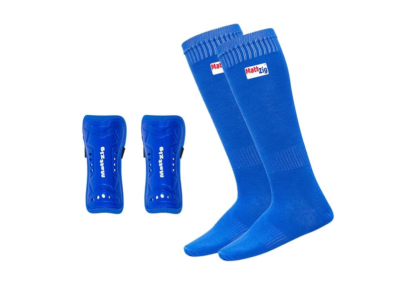 MATTZIG ® Elite Football Kit (One Pair Plain Lycra Socks & One Pair Elite Shin Guard) (Light Blue) - Image 1
