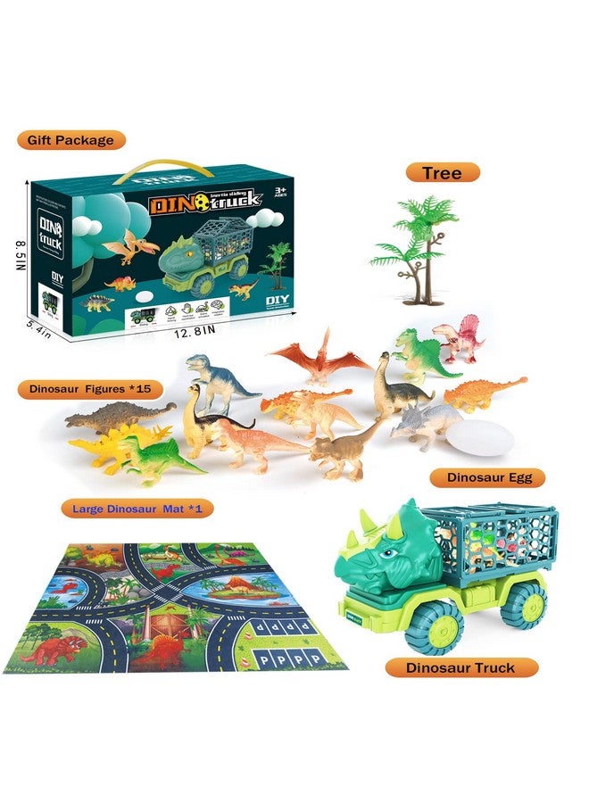 HONGID Dinosaur Truck Toys for Kids 3-5, Triceratops Car Toy with 15 Dino Figures,Large Activity Play Mat, Dinosaur Eggs, Dinosaur Play Set for Boys and Girls,Christmas Xmax,Stocking Stuffers - Image 3