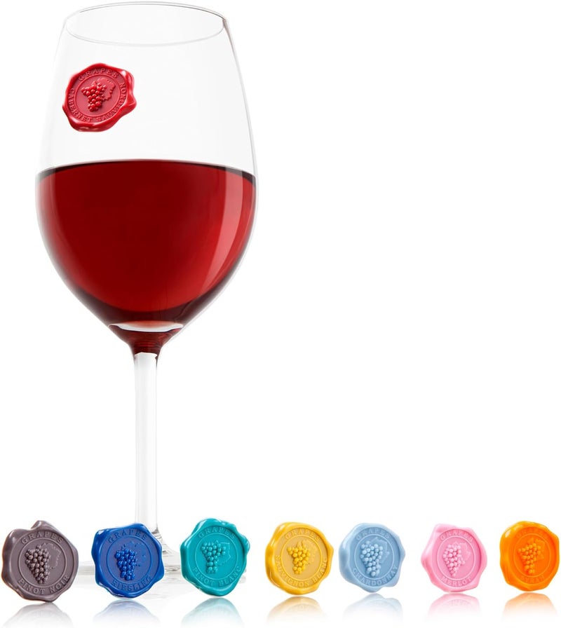 Vacu Vin Glass Markers Classic Set of 8 - Grapes Design - Image 1