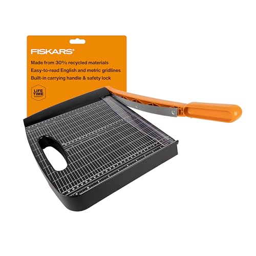 Fiskars Recycled Bypass Guillotine Paper Cutter 12 Cut Length SelfSharpening Paper Trimmer for Crafting and Scrapbooking Arts and Crafts Supplies Photo Cutter with 30 Recycled Materials - Image 1