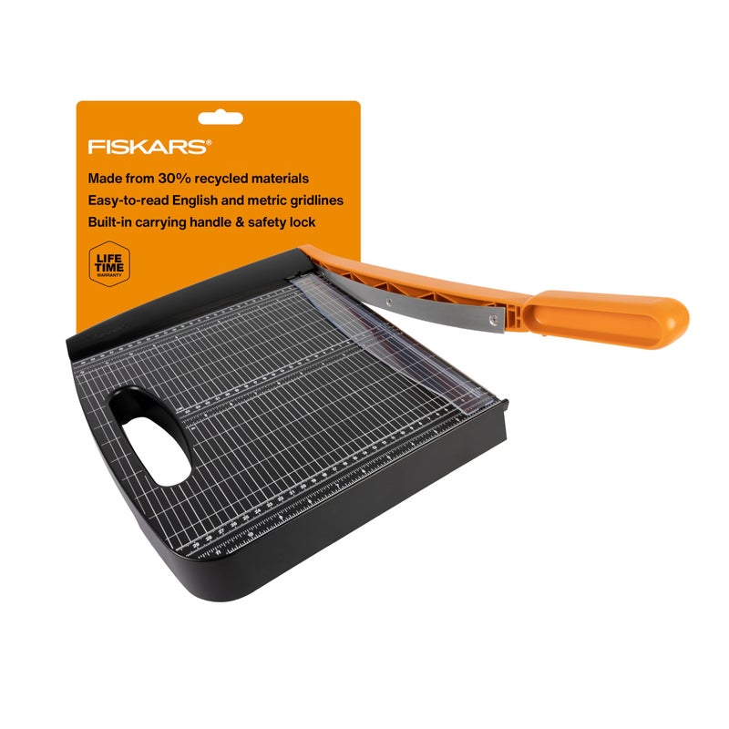 Fiskars Recycled Bypass Guillotine Paper Cutter 12 Cut Length SelfSharpening Paper Trimmer for Crafting and Scrapbooking Arts and Crafts Supplies Photo Cutter with 30 Recycled Materials - Image 2