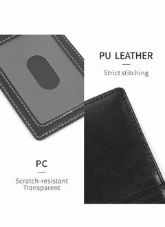 Excefore Badge Holder, 2 Pack Lanyards for Id Badges Reel Grade Leather ID Card Holder  - Image 4