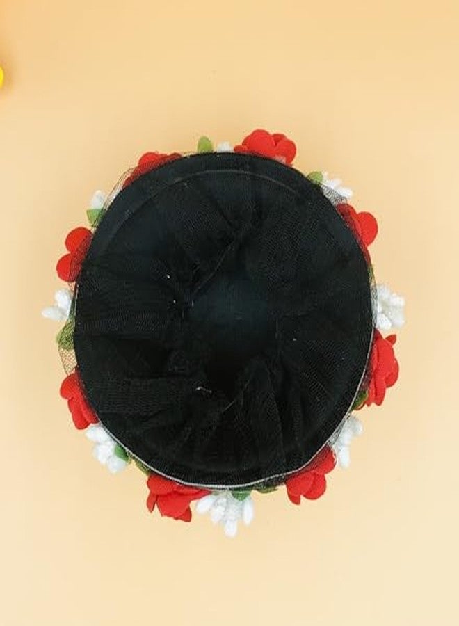 Arooman™ Artificial flower hair gajra are beautiful hair accessories worn by women,especially in South Indian cultures, (Pack_2, Color_Red & White) - Image 5