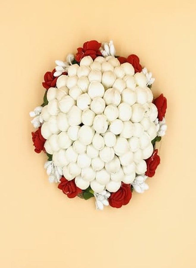 Arooman™ Artificial flower hair gajra are beautiful hair accessories worn by women,especially in South Indian cultures, (Pack_2, Color_Red & White) - Image 4